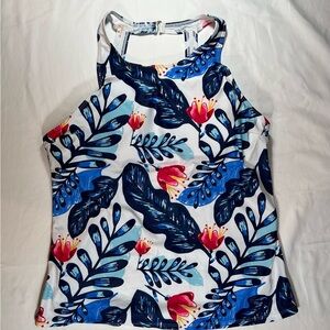 Floral Print Halter Neck Tankini Top